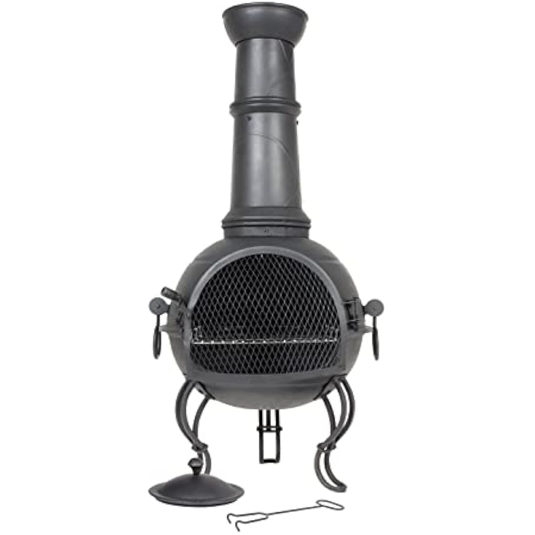 Murcia Large Steel Chiminea | Black Patio Heater with BBQ Grill