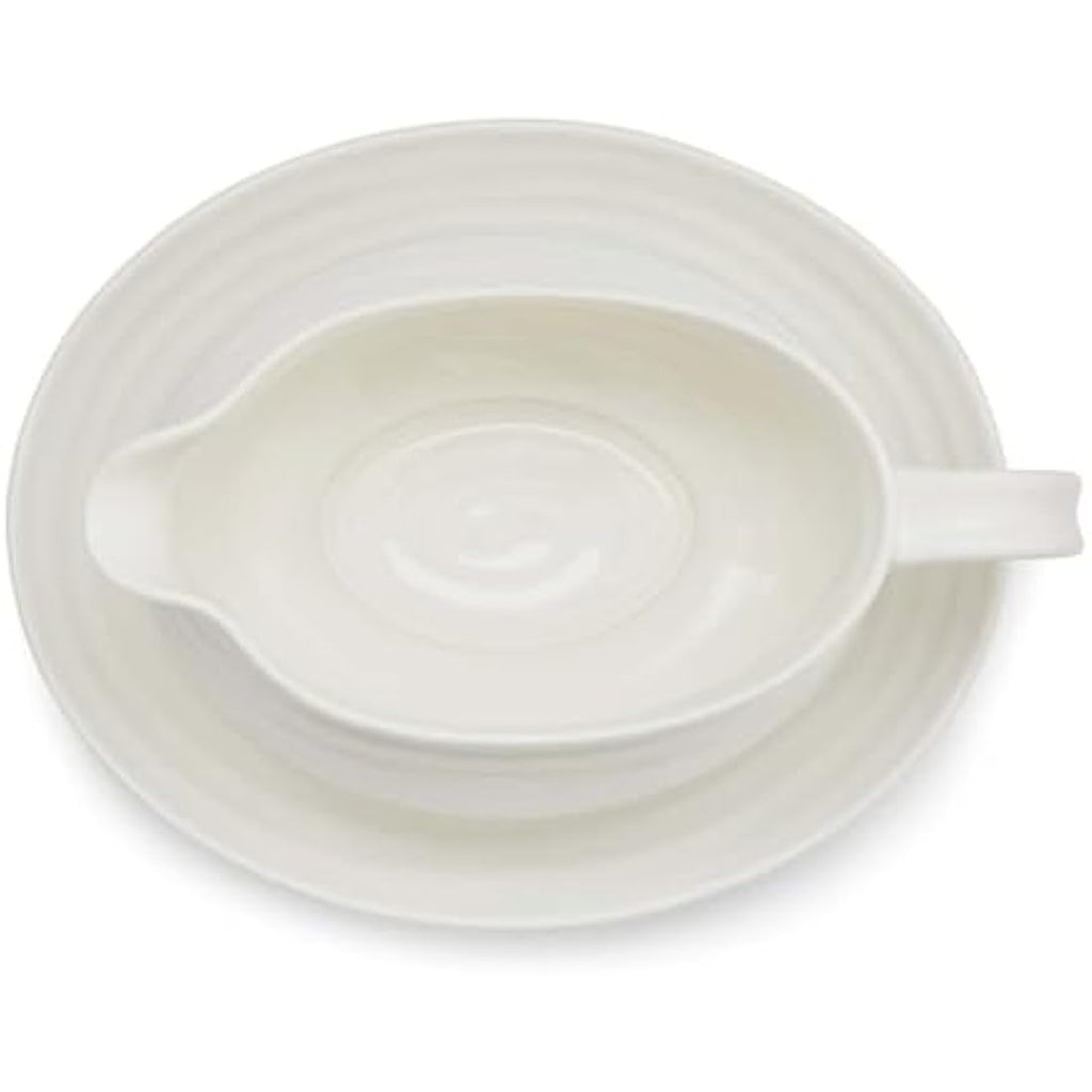 Portmeirion Porcelain Gravy Boat and Stand | White 0.55L Serving Set