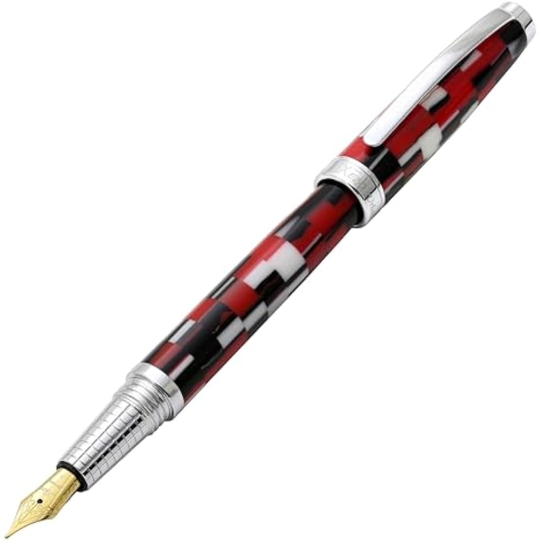 Xezo Urbanite II Fountain Pen – Red Checkered Acrylic, Medium Nib