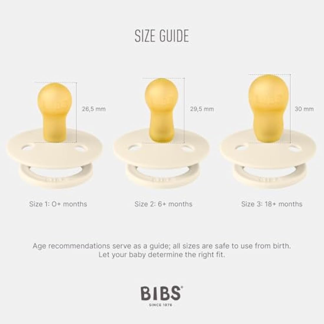 BIBS Colour Night Glow Pacifier | Natural Rubber Dummy, Size 1, 2-Pack