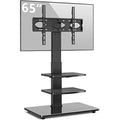RFIVER Swivel Floor TV Stand | Height Adjustable 3-Tier Shelves for 32-70"