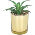 Jolof Store Halo Green Aloe Vera Artificial Plant - Faux Gold Pot Decor
