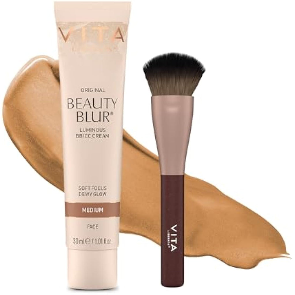 Vita Liberata Beauty Blur Medium 30ml & Brush Bundle | Tinted Primer