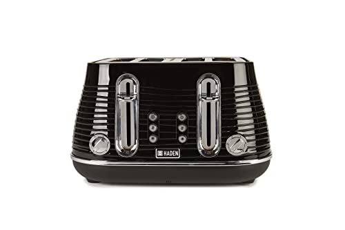 Haden Devon 4-Slice Toaster | Black Stainless Steel with Wide Slots
