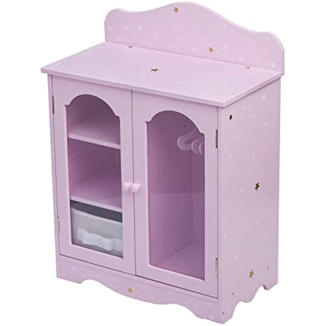Olivia's Little World Purple Star Wooden 18 Inch Doll Closet Wardrobe