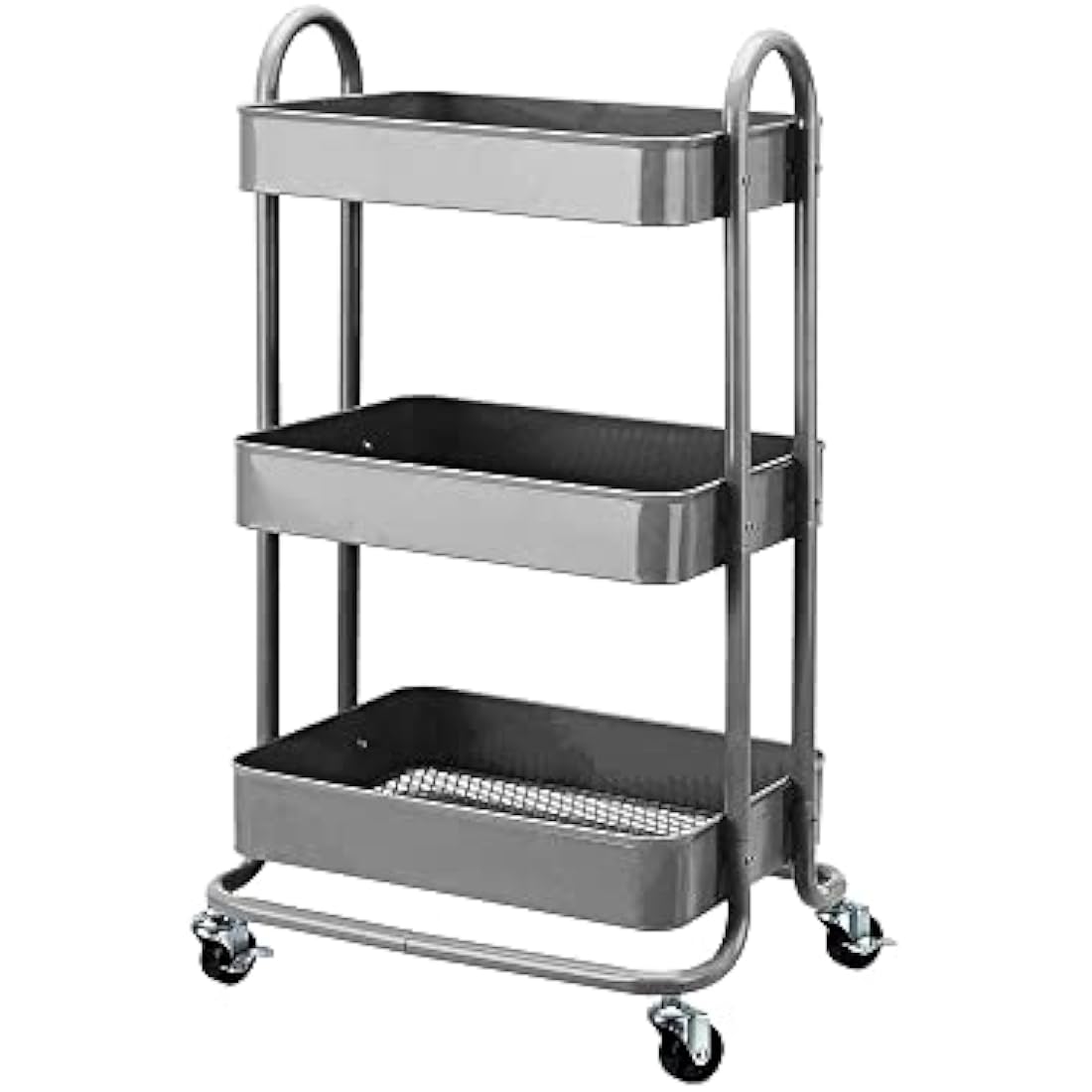 Jolof Store 3-Tier Rolling Metal Utility Cart – Charcoal Kitchen Storage