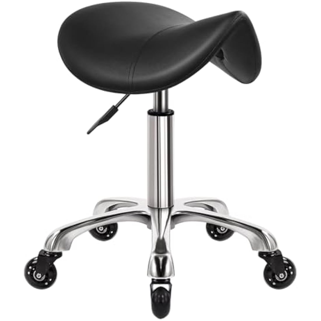 WKWKER Ergonomic Saddle Stool | Adjustable Swivel Rolling Chair - Black