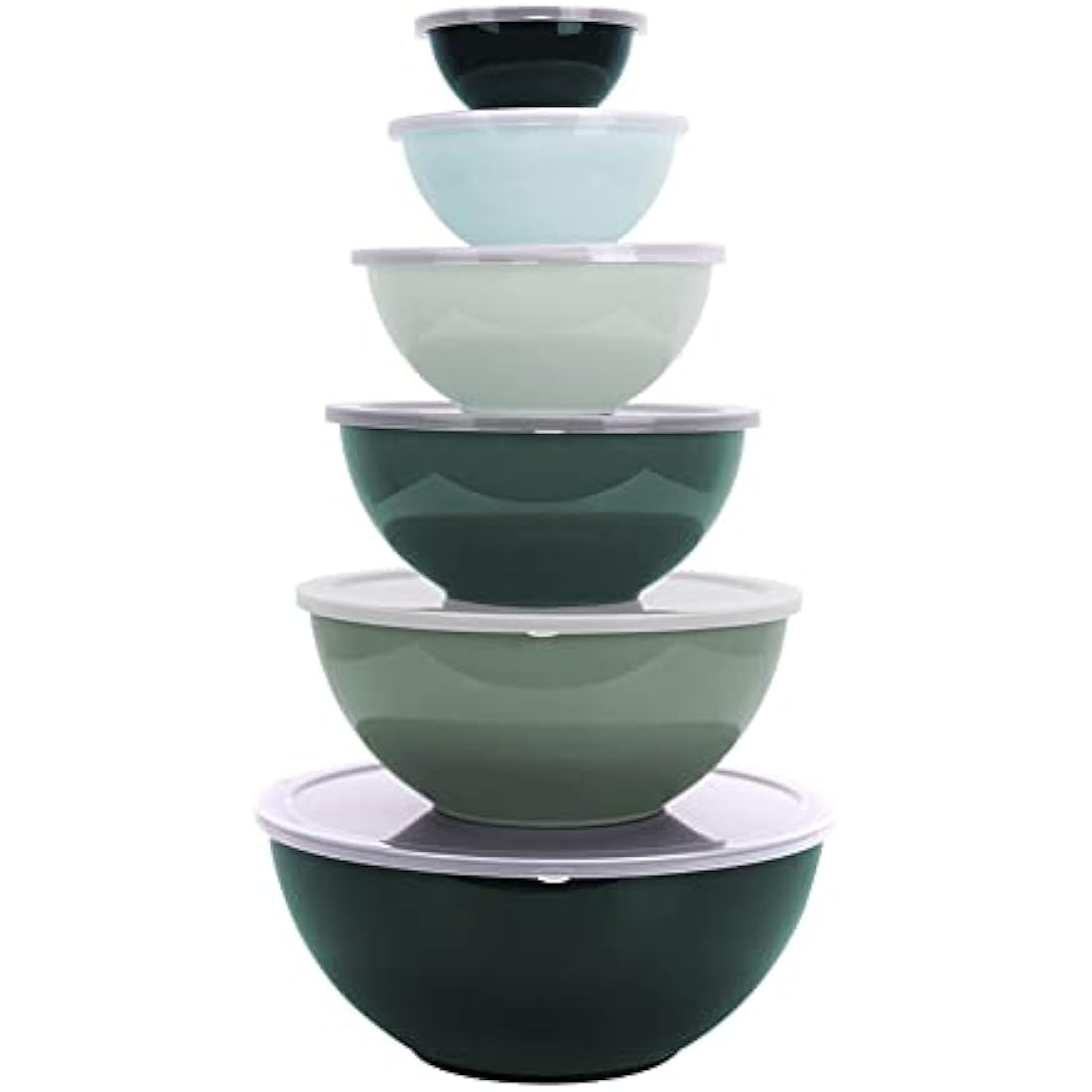 BoxedHome 12-Piece Mixing Bowl Set with Lids – Non-Slip Stackable Green