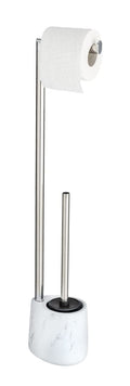 Wenko Adrada Ceramic Toilet Brush Holder & Roll Stand – White Marble Look