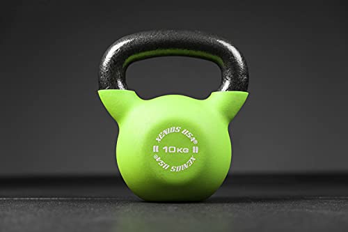 Xenios USA Neoprene Coated Cast Iron Fitness Kettlebell - Green, 10 kg