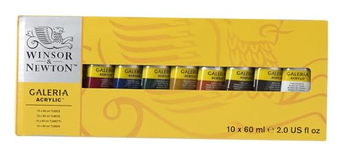 Winsor & Newton Galeria Acrylic Paint Set – 10 x 60ml Satin Finish Tubes