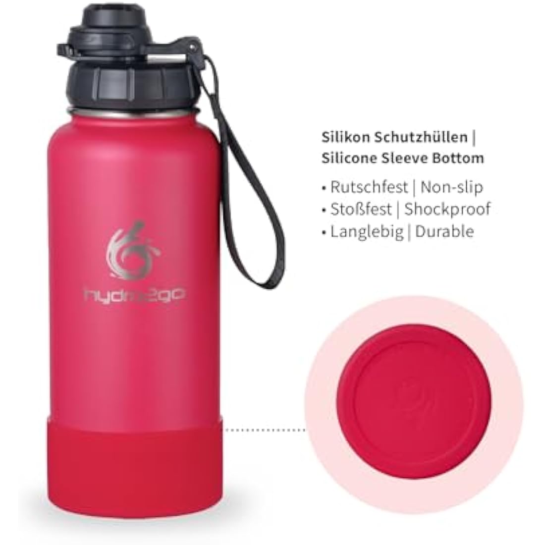 hydro2go Insulated Stainless Steel Water Bottle – Magenta, 950 ml