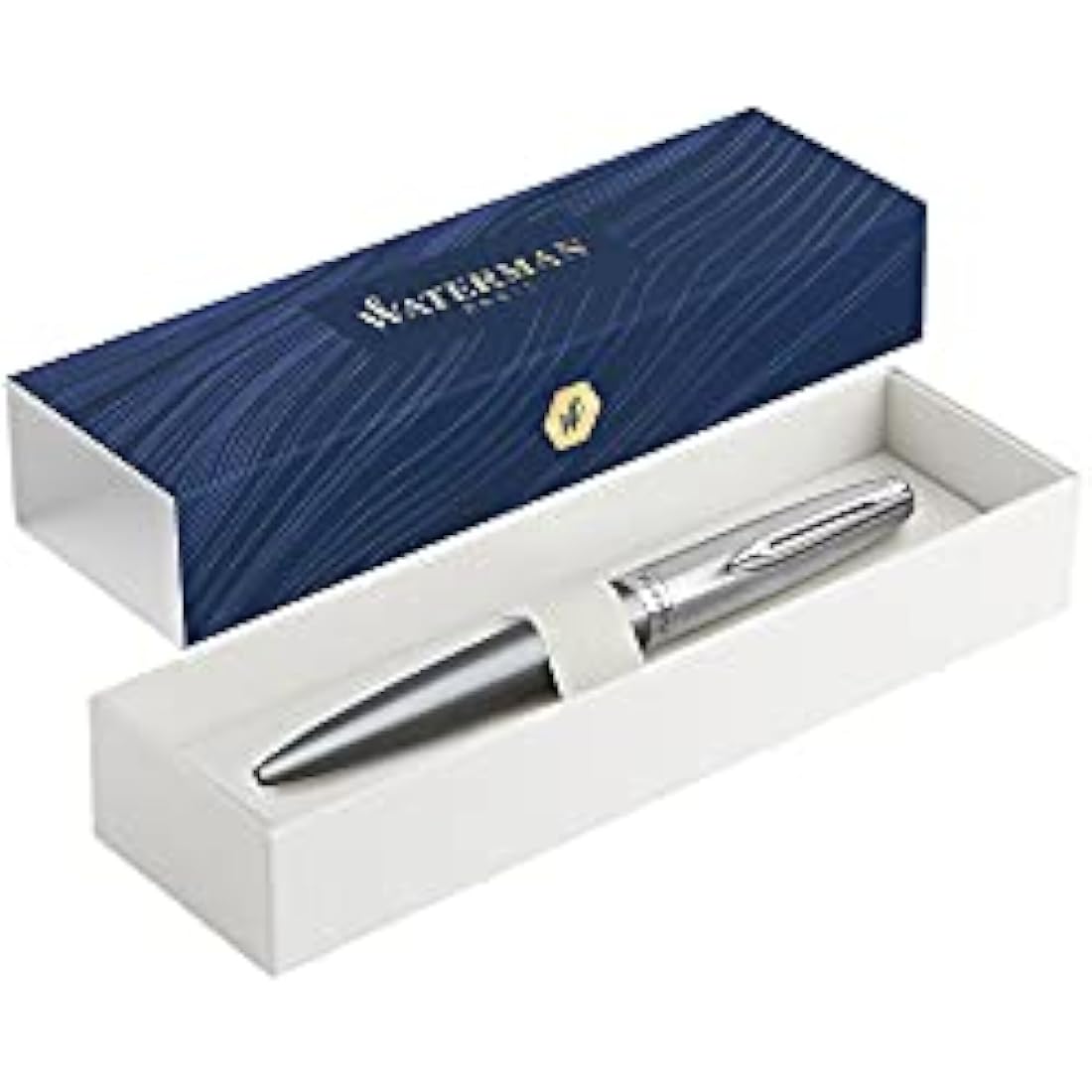 Waterman Emblème Deluxe Ballpoint Pen – Grey with Chrome Trim, Medium
