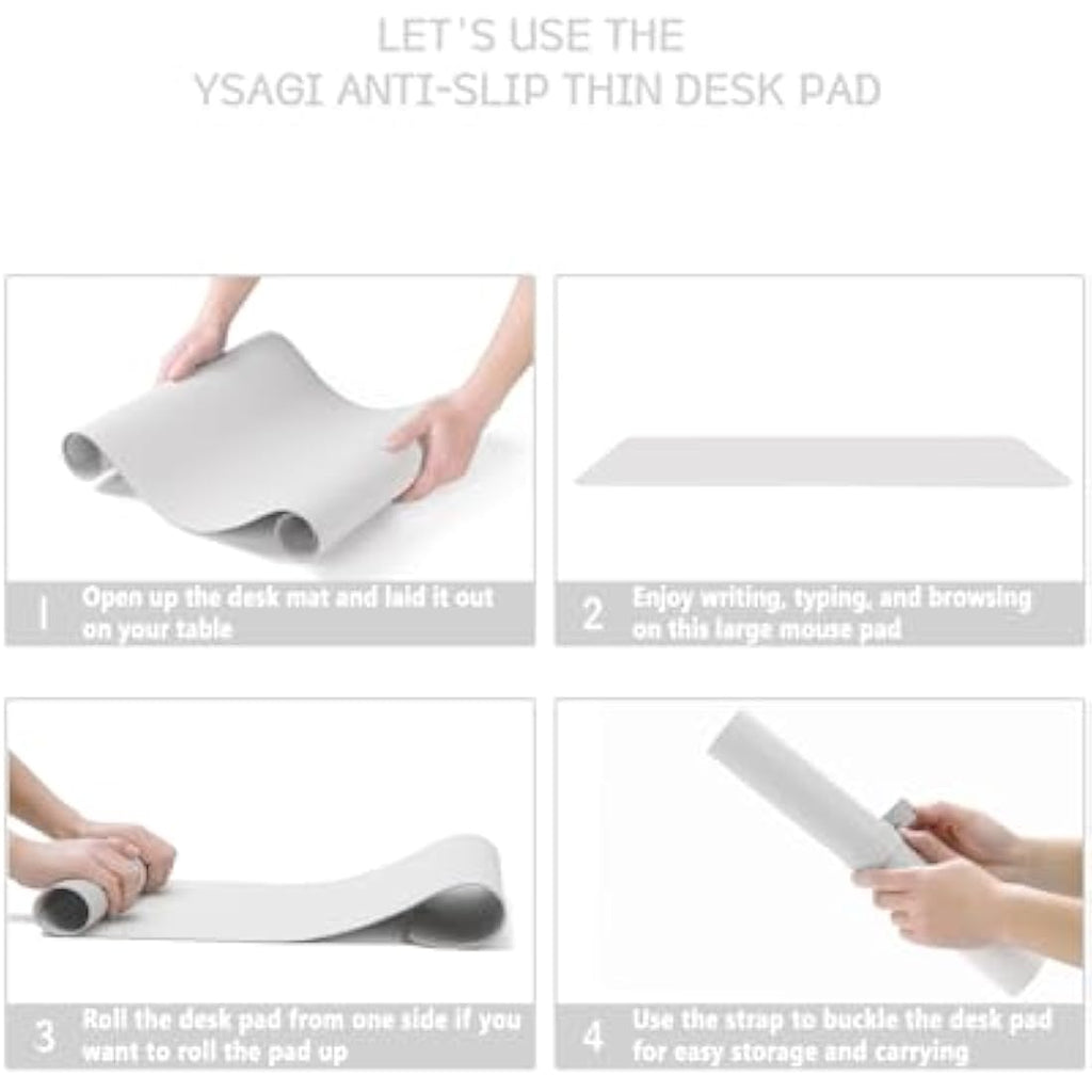 YSAGi PVC Leather Desk Pad – Waterproof Non-Slip Writing Mat, White