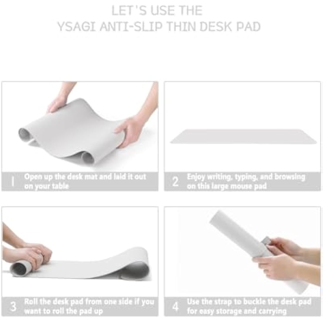YSAGi PVC Leather Desk Pad – Waterproof Non-Slip Writing Mat, White