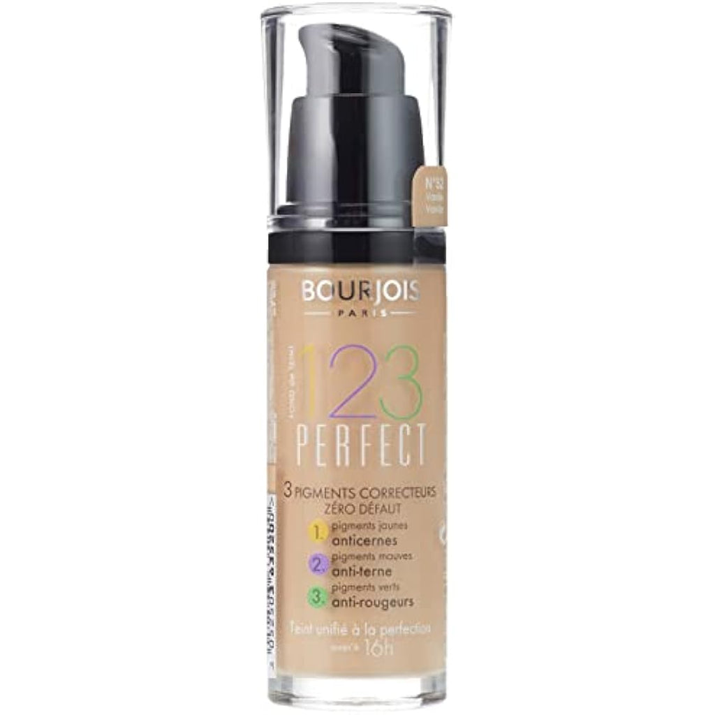 Bourjois 123 Perfect Medium Coverage Liquid Foundation – Vanilla 52, 30ml