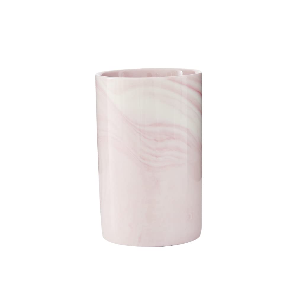 Jolof Store Ceramic Toothbrush Holder | Marble Pattern Bathroom Cup, Pink