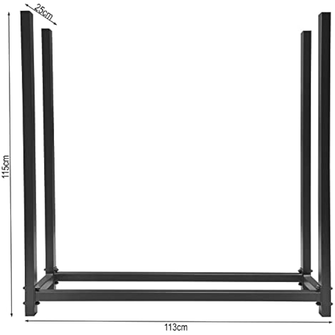 QUICK STAR Metal Firewood Rack with Protective Cover – 113x25x115cm Grey