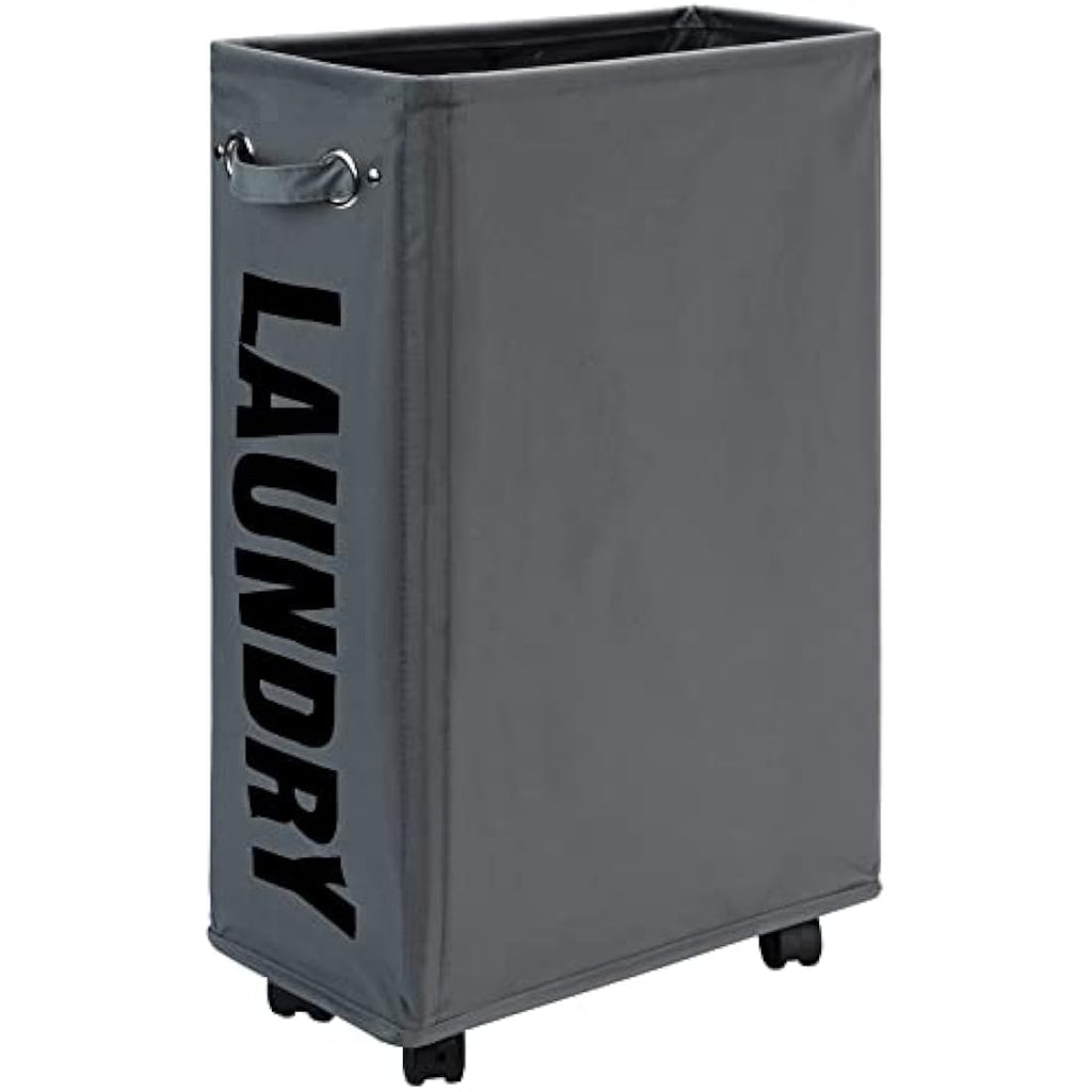 DOKEHOM Slim Rolling Laundry Basket | 25-Inch Collapsible Hamper
