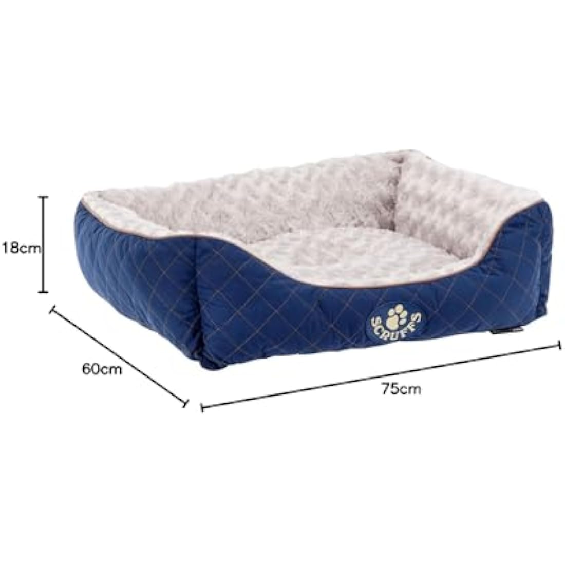Scruffs Wilton Box Dog Bed – Large Blue Quilted Plush Pet Bedding