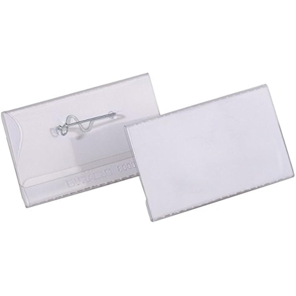 Jolof Store Name Badges with Pin - 40 x 75mm Clear ID Holders | 100 Pack