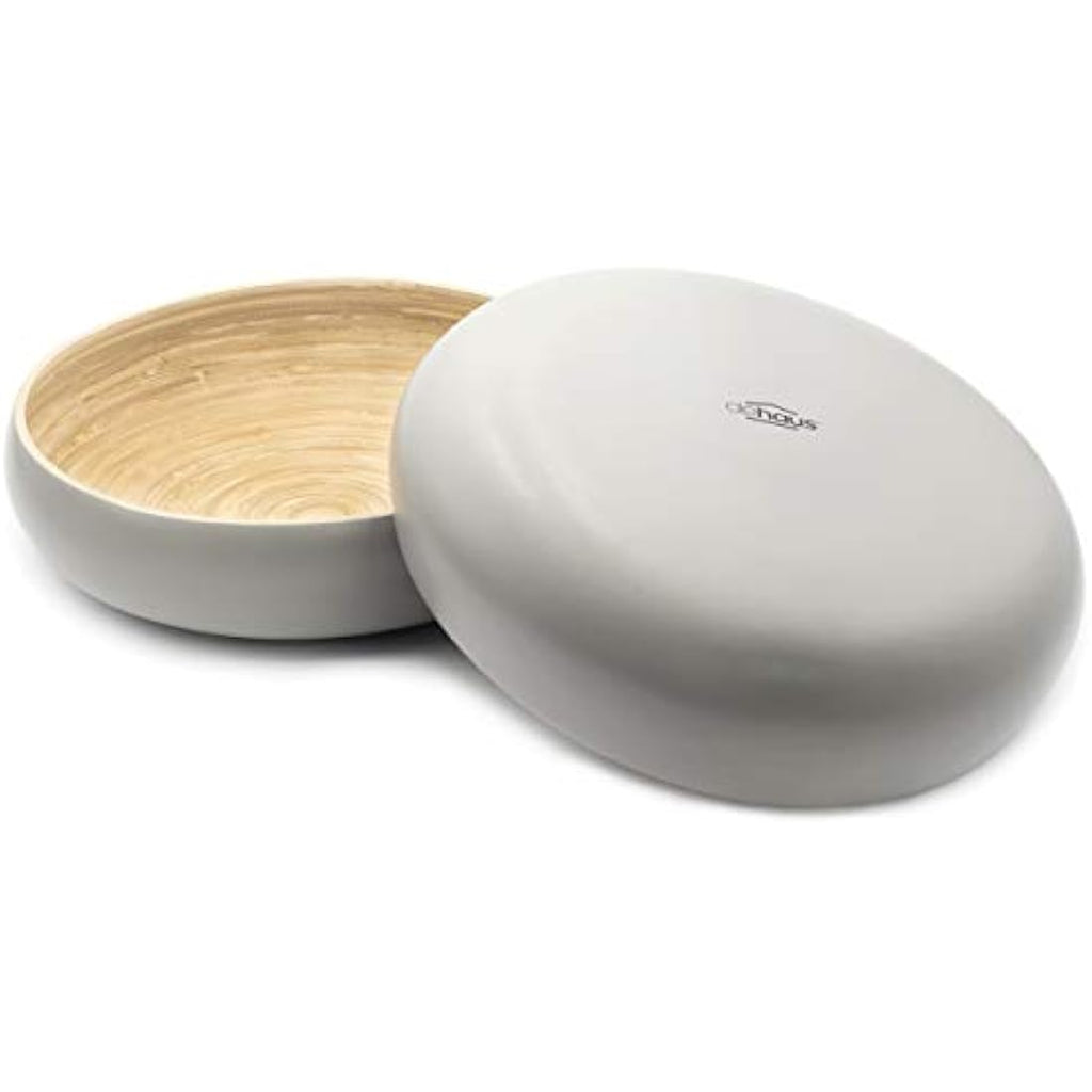 Dehaus Large 30cm Bamboo Fruit Bowl – Grey Wooden Salad Serving Bowl