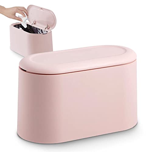 JEEZAO Office Desktop Paper Bin,Desk Trash Can with Lid, Mini Kids Table Waste Bin for Bedroom Bathroom,Storage Box for Pet Food - image 1