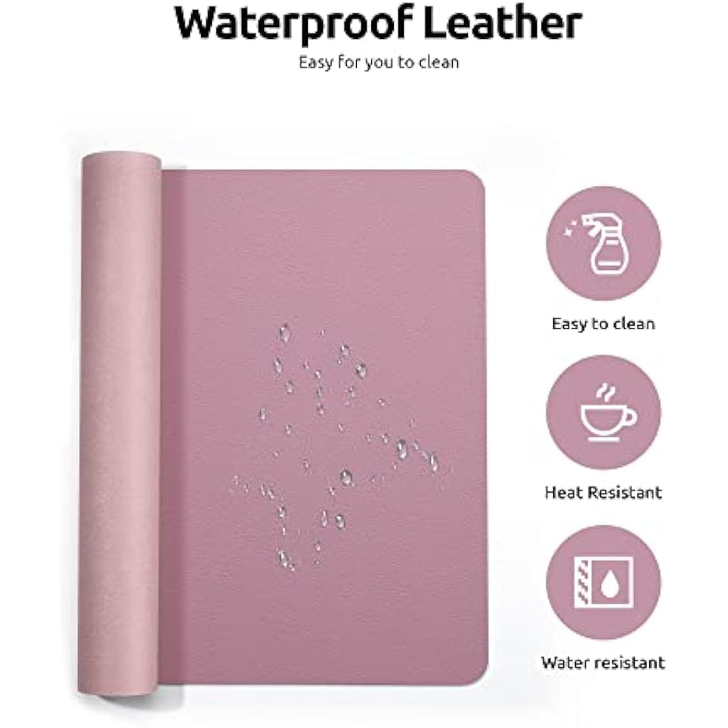 YSAGi Leather Desk Mat – Large Waterproof PU Mouse Pad, Pale Mauve