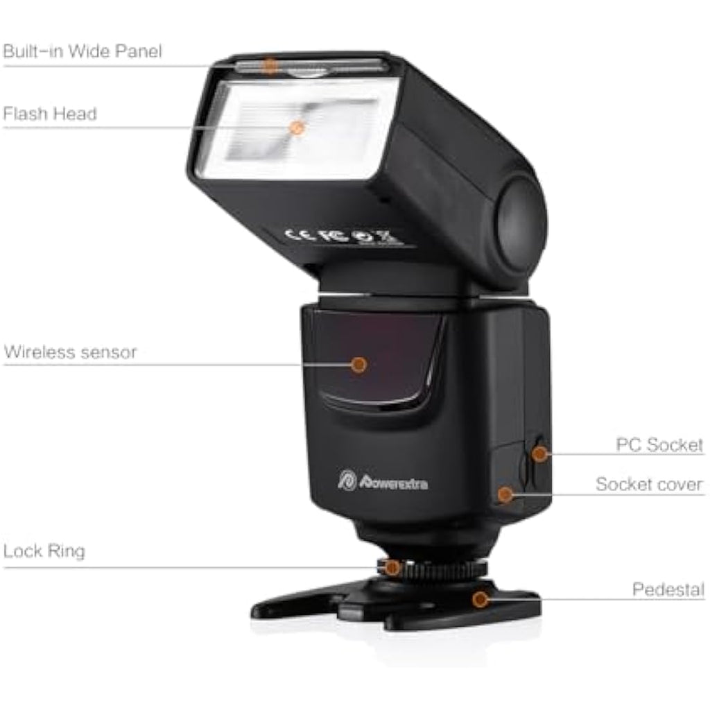 Powerextra DF-400 Camera Flash Speedlite for Canon Nikon Sony DSLR