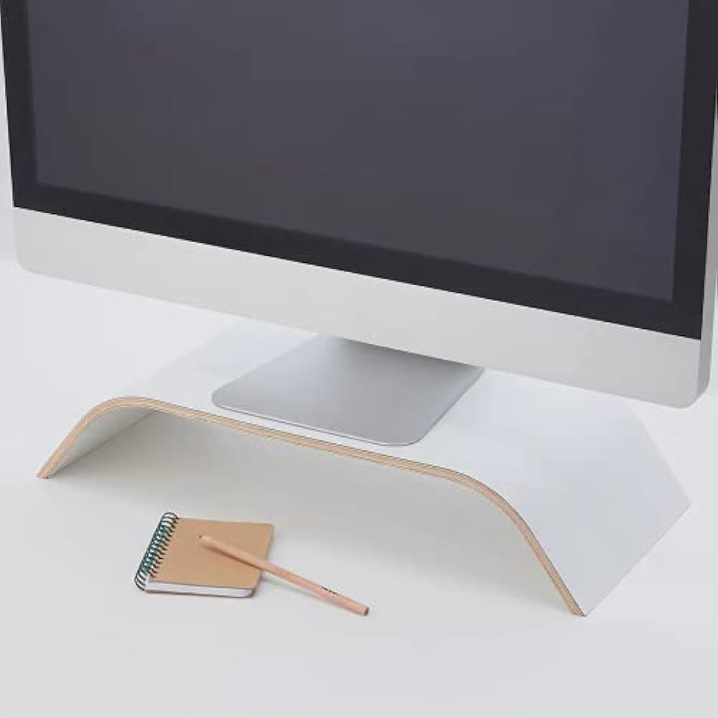 SIGFINN Monitor Stand – White Ergonomic Desk Organizer