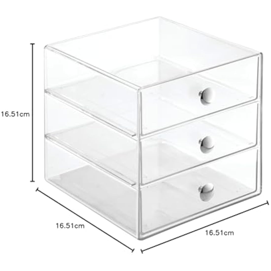 iDesign Clear Makeup Organiser – 3-Drawer Plastic Jewelry Storage Box