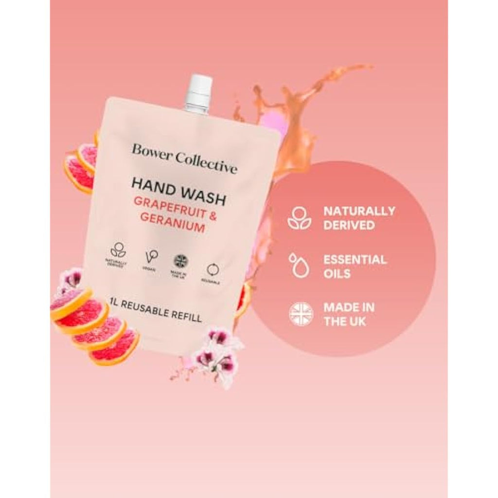 Bower Collective Antibacterial Hand Soap Refill - Geranium & Grapefruit 1L