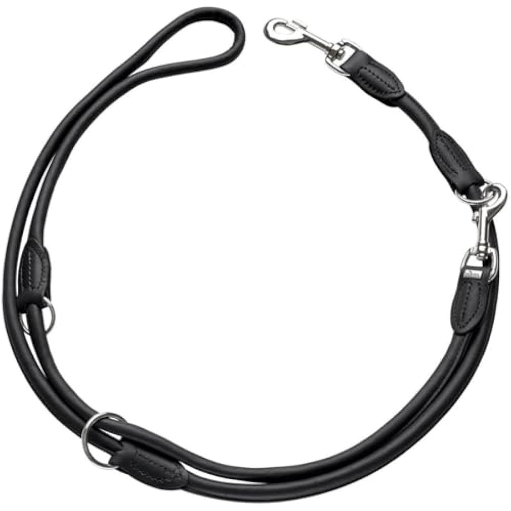 Hunter Nappa Leather Training Dog Lead – Adjustable Black Rope, 200cm