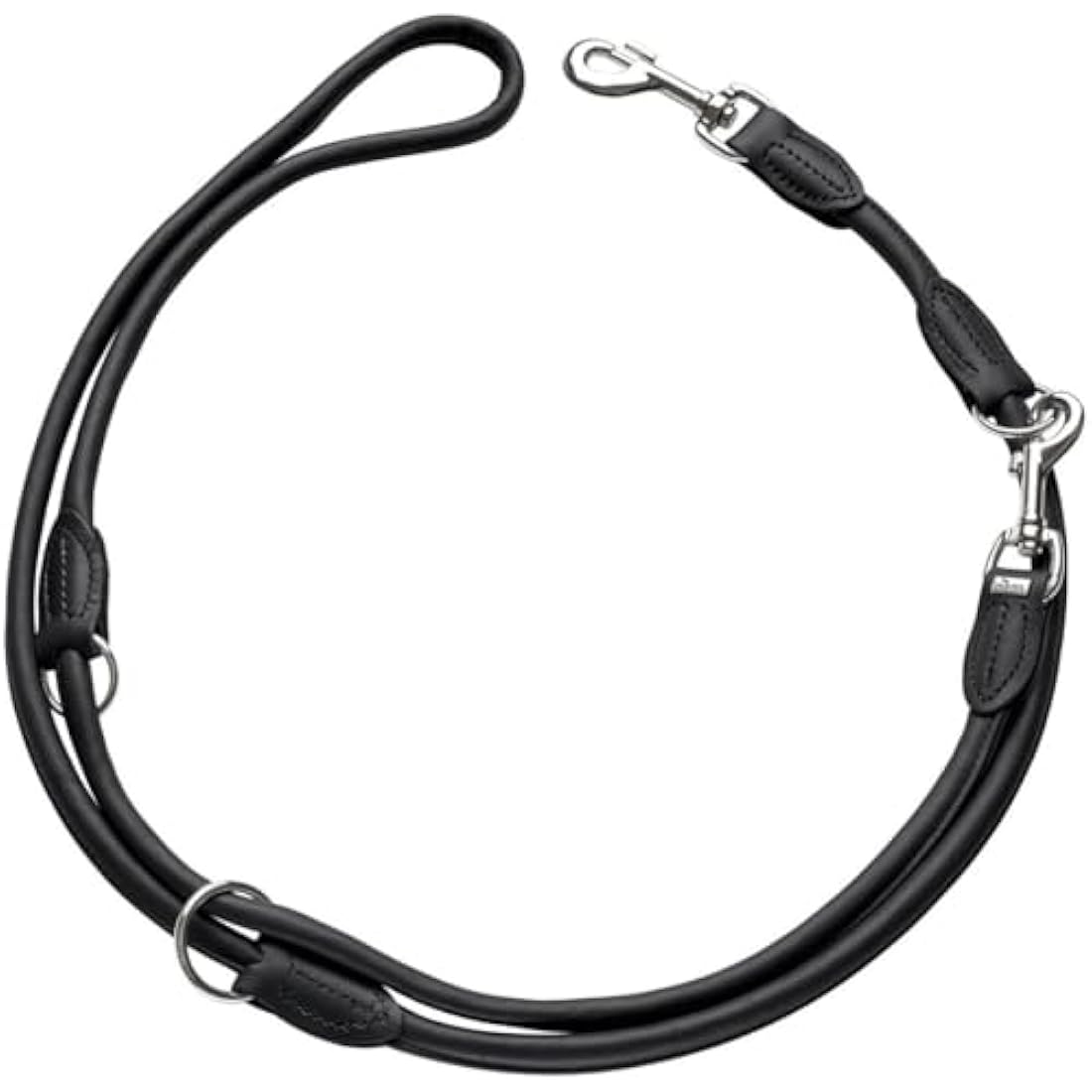Hunter Nappa Leather Training Dog Lead – Adjustable Black Rope, 200cm