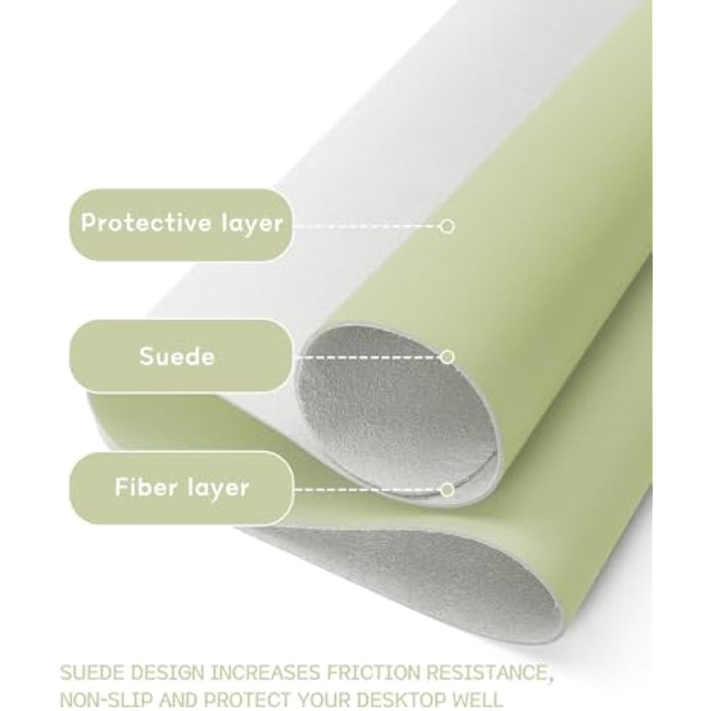 YSAGi PVC Leather Desk Pad – Waterproof Non-Slip Writing Mat, Matcha Green