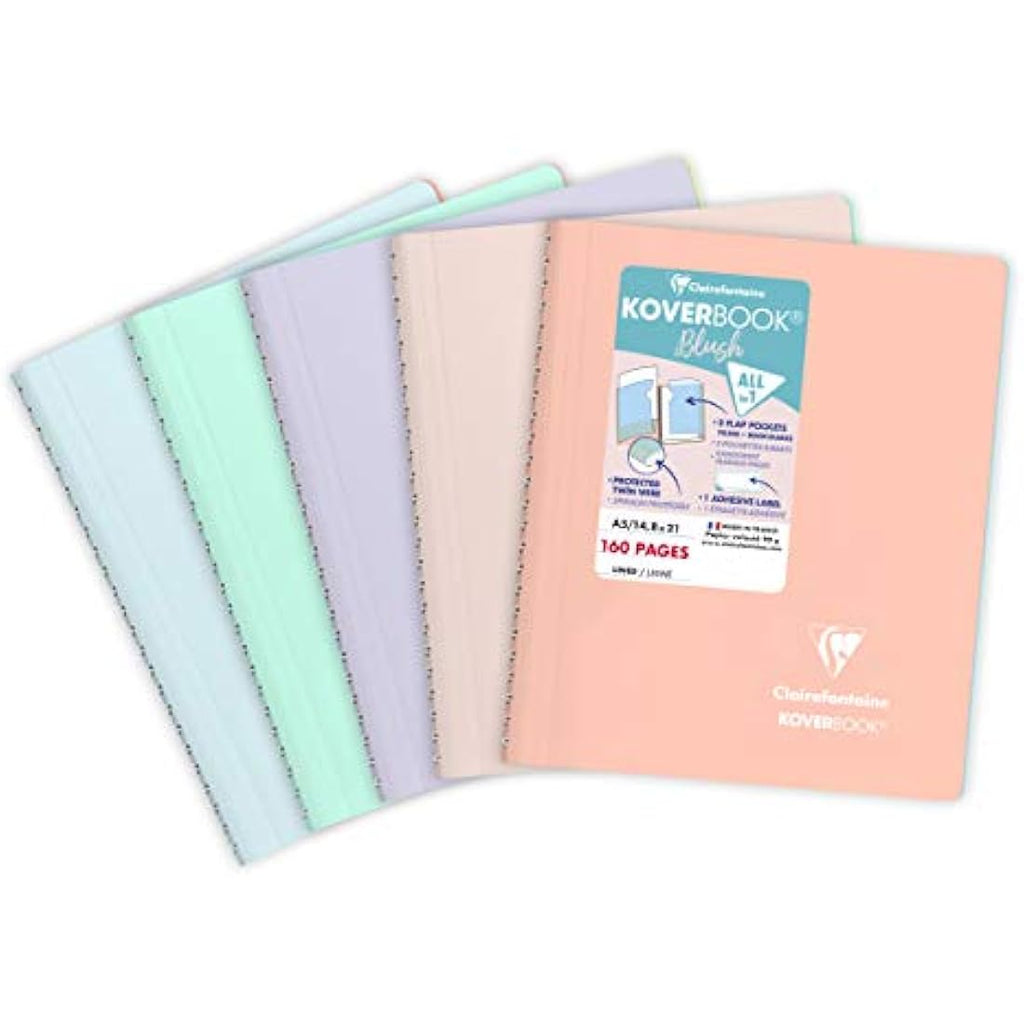 Clairefontaine Koverbook A5 Spiral Notebooks - 5 Pack Pastel Lined