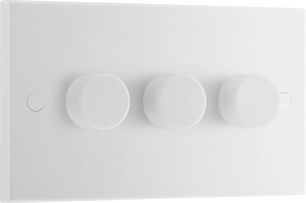 BG Electrical Triple Dimmer Switch | Nexus 900 Series White 200W