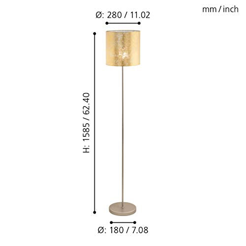 Eglo Viserbella Vintage Floor Lamp | Champagne & Gold Steel Light
