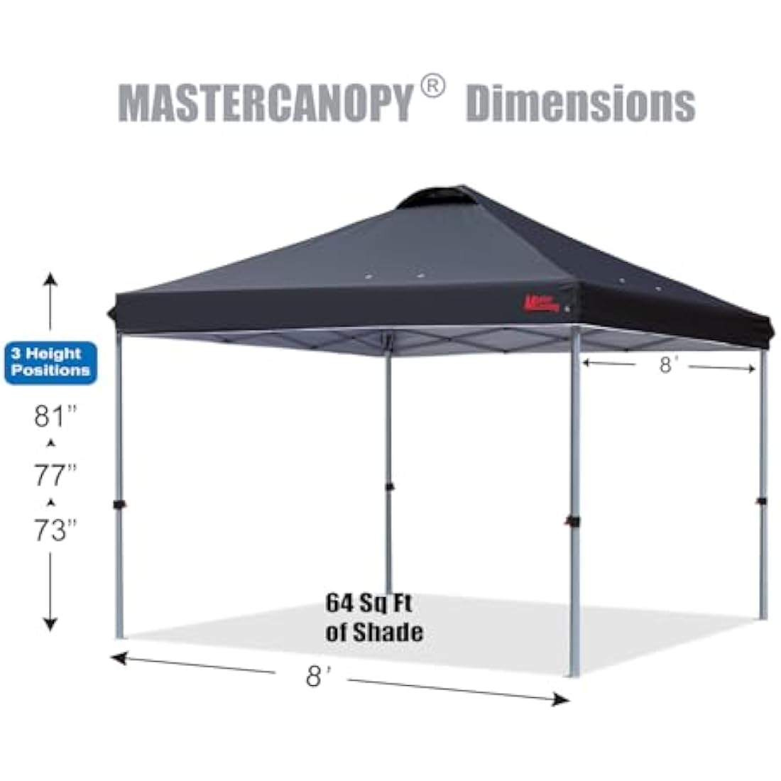 MASTERCANOPY Pop-up Gazebo Tent | 2.5x2.5M UV Protection Canopy - Black