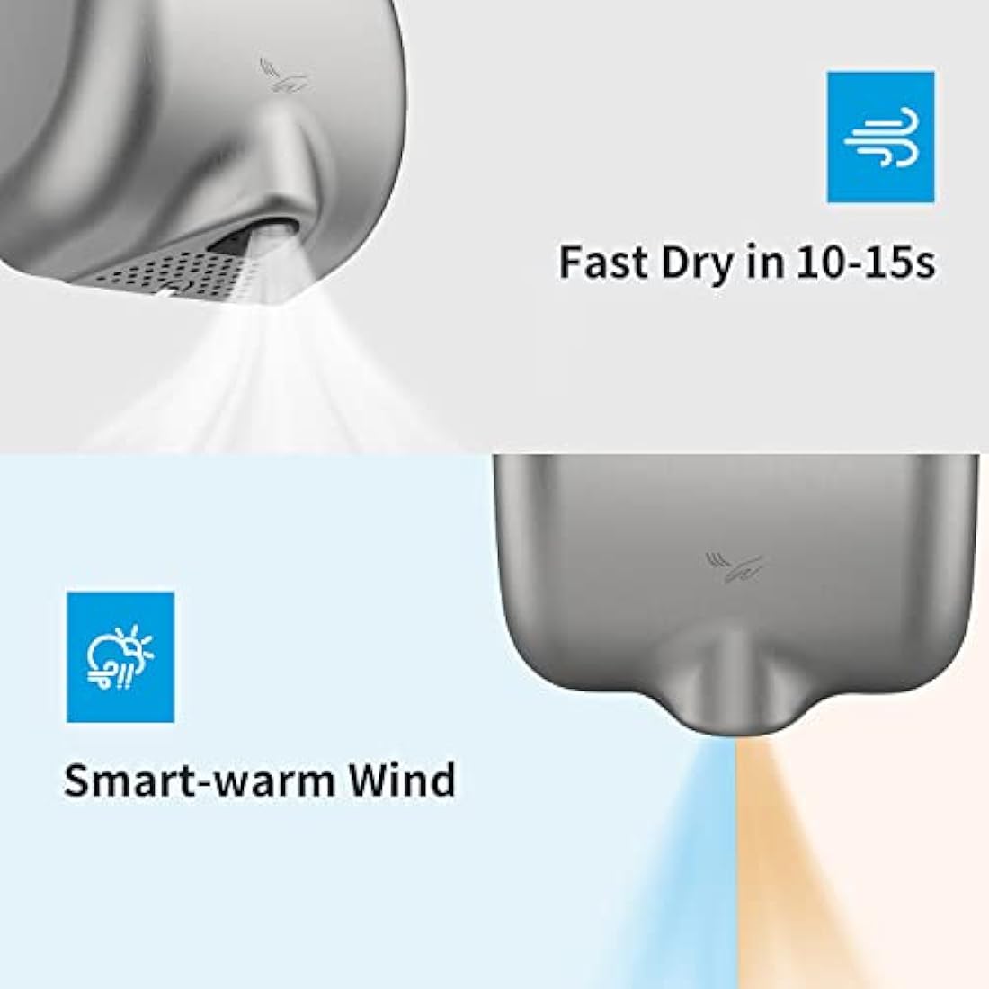 anydry 2800 Commercial Hand Dryer – Brushed Stainless Steel, 1450W