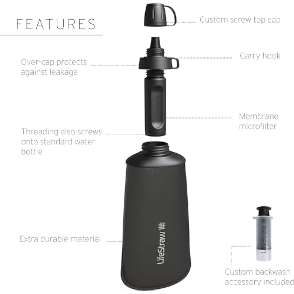 LifeStraw Peak Series 1L Collapsible Squeeze Bottle Water Filter
