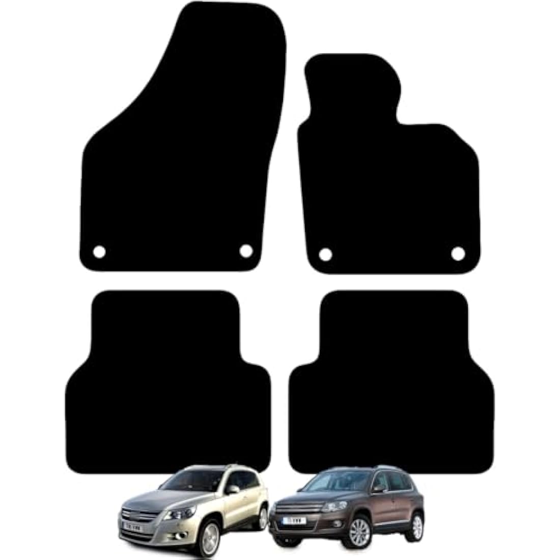 Jolof Store VW Tiguan 2007-2016 Tailored Car Mats – 4pc Black Carpet