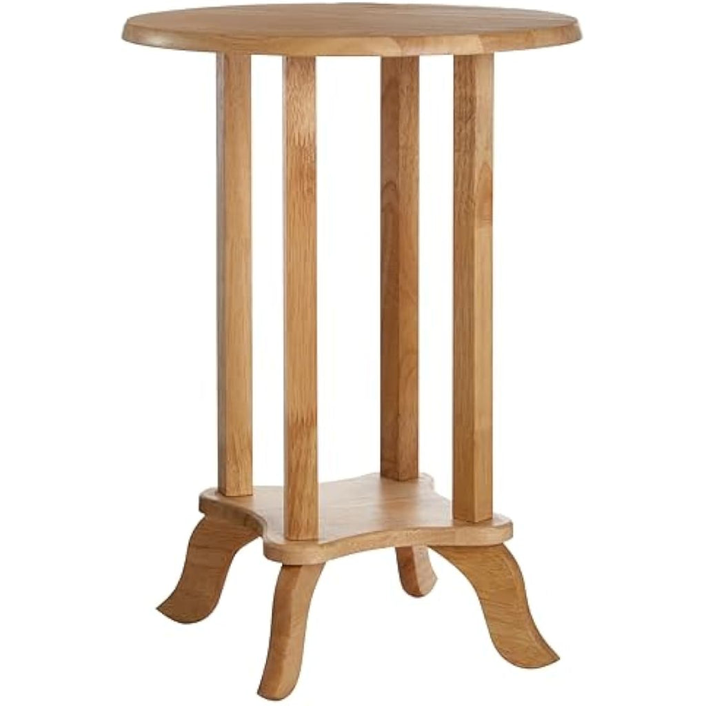 Jolof Store Round Side Table – Hevea Wood Bedside Table with Storage