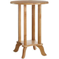 Jolof Store Round Side Table – Hevea Wood Bedside Table with Storage