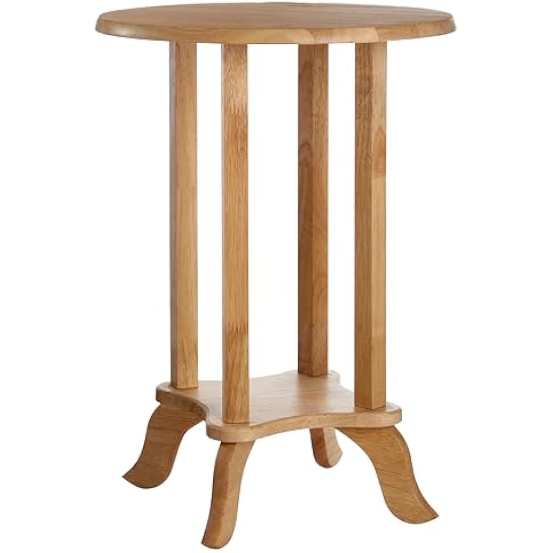 Jolof Store Round Side Table – Hevea Wood Bedside Table with Storage