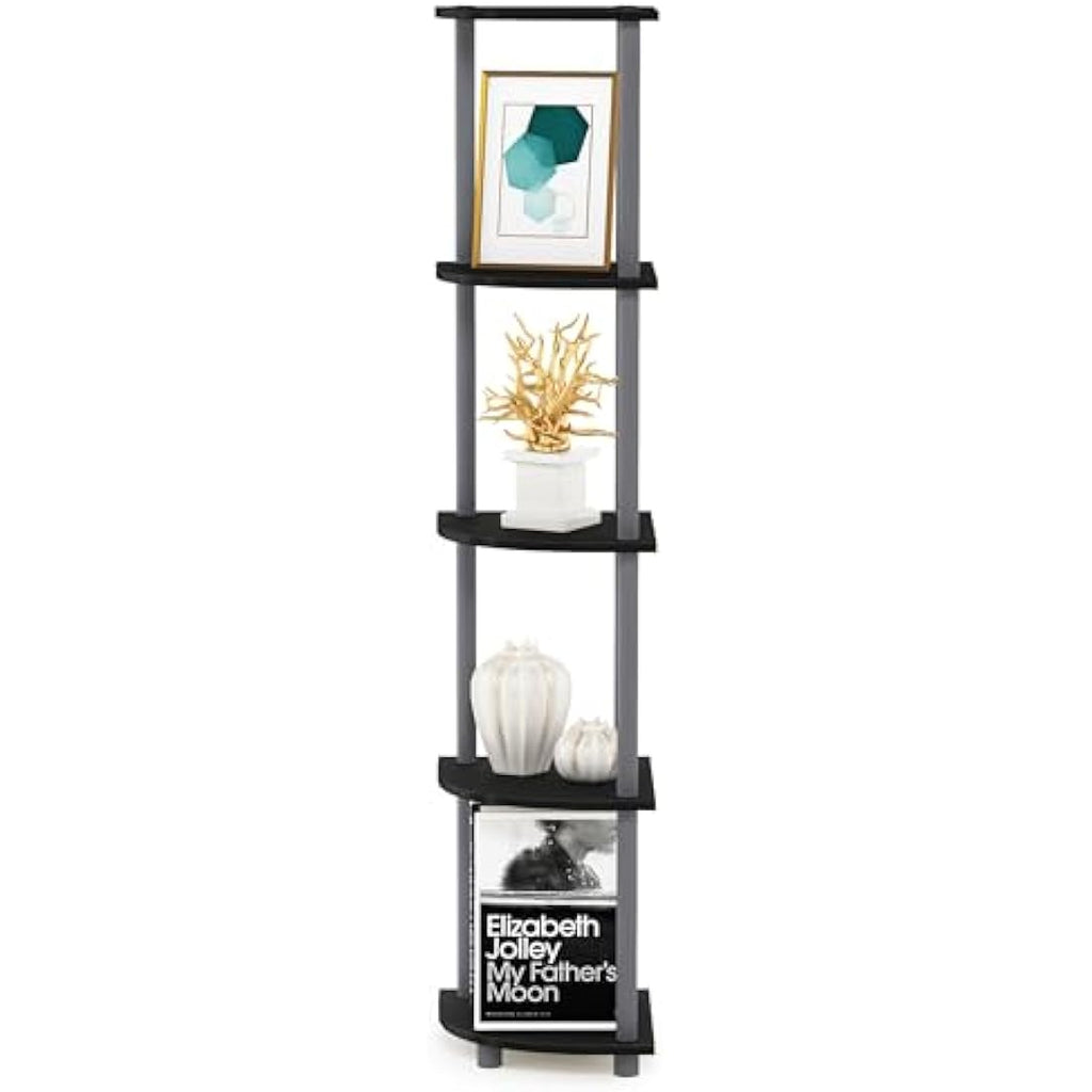 Furinno 5-Tier Corner Display Rack – Modern Space Saving Shelving Unit