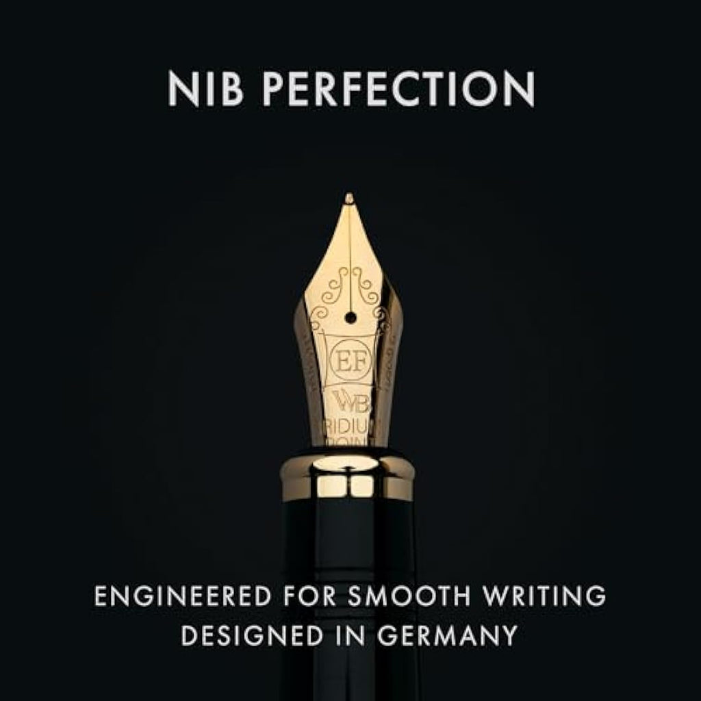 Wordsworth & Black Primori Fountain Pen Set - Extra Fine Nib, Black Gold