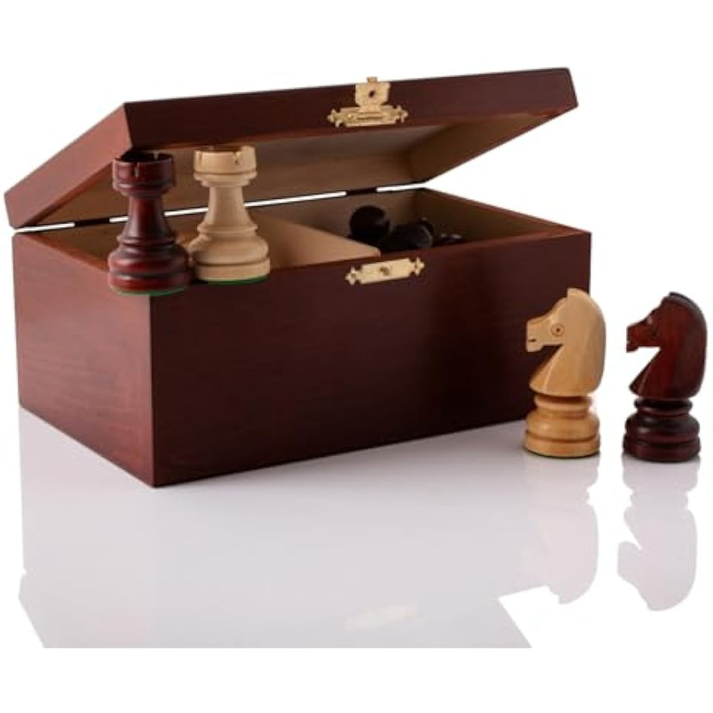 Staunton No. 7 Wooden Chess Pieces in Mahogany Box
