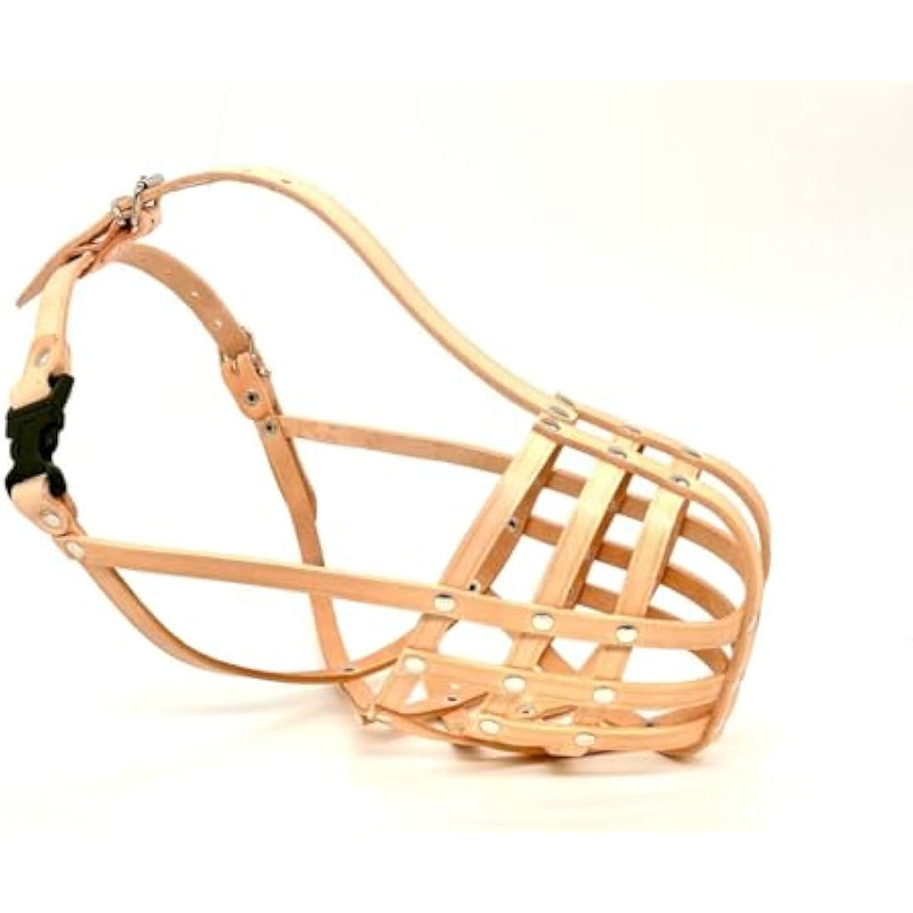 Jolof Store Genuine Leather Dog Muzzle for Bullmastiff – Brown (DB-3)