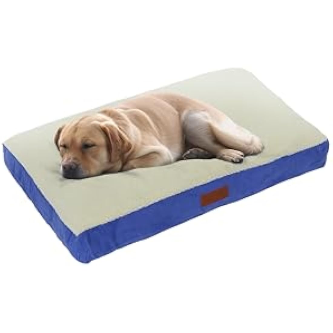 Large Dog Bed – Washable Blue Faux Suede Crate Mattress